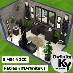 the sims 4 nocc bathroom is designed to look like a modern day living room