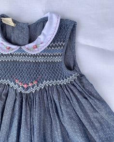 Midnight Dot Delight Smocked Dress - Etsy English Smocking, Hand Smocking, Portrait Dress