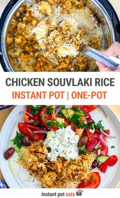 chicken souvlaki rice instant pot / one - pot