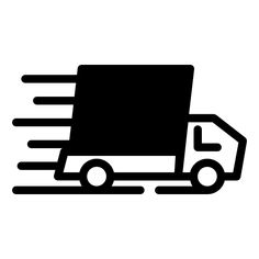 a black and white image of a delivery truck