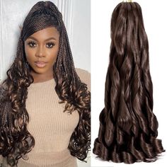 PRICES MAY VARY. Matériel capillaire: French Curl Hair tresses, stretch Loose Wave ombre tresses pré-stretch est faite de fibres de cheveux synthétiques crochet de haute qualité, coiffage à l'eau chaude gratuite. Informations sur les cheveux: longueur: 22 pouces, poids: 75g/paquet, couleur: 1b#, 4#, 30#, 27#, t27#, T30#, Tburg#, 30/33#, 1B/30/27#, 1B/argent#. Disponible en plusieurs couleurs. Il est super doux et léger, sans odeur, moelleux et élastique, résistant à la transpiration. Facile à installer: Professional Spanish Curl Pre-stretch facile à séparer tricot rapide, torsion et installation, vous pouvez personnaliser toutes sortes de coiffures que vous aimez: Box braids crochet hair, Goddess Box braids, Butterfly locs, Jumbo Box braids crochet hair, etc. Aberration chromatique: tous n Pre Stretched Braiding Hair, Curl Braids, Jumbo Box Braids, Spiral Curls, Braiding Hair, Crochet Hair, French Braid