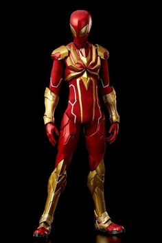 the iron man action figure is shown in red and gold armor, with his hands on his hips