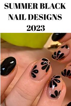 If you're not a fan of vibrant colors but still want to capture the essence of summer, explore these captivating black nail designs perfect for the season. Summer Flower Nail Art, Summer Nails With Black, Black And White Nail Designs Short, Black Nail Designs 2023, Geometric Black Nails, Black Nails With Moon Design, Black And White Daisy Nails, Black Nails Art Designs, Black Daisy Nails