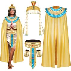 PRICES MAY VARY. Egyptian Costume Set: the Egyptian costume accessories kit includes an Egyptian headpiece, an Egyptian collar, an Egyptian belt, a pair of wristbands and a golden cloak, which are beautiful and practical accessories for Egyptian clothing Comfortable to Wear: the Egyptian costume is made of composite cloth, soft and comfortable, bringing you a pleasant wearing experience; The Egyptian headpiece is made of cloth, beads and rhinestones, light to wear and will not bring too much bur Egyptian Headpiece, Egyptian Halloween, Egyptian Collar, Egyptian Accessories, Egyptian Clothing, Beaded Headpiece, Hollywood Party, Halloween Fashion, Women's Costumes