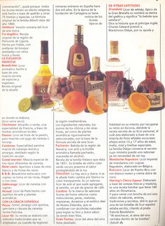 an article in spanish describing different types of liquors and condiments, including oranges