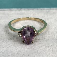 I just added a new item to eBay, 10K Amethyst and Diamond Ring, Yellow Gold, Estate, 1.5CT Pear Amethyst, Vintage! #eBay #eBaySeller 14k Gold Purple Ring With Diamond Accents, Amethyst Diamond Ring With Accents In Fine Jewelry Style, Amethyst Diamond Ring With Accents, Fine Jewelry, Purple Diamond Ring With Gemstone Accents, Fine Jewelry Purple Diamond Ring With Gemstone Accents, Fine Jewelry Amethyst Diamond Ring With Accents, Fine Jewelry Purple Rings With Diamond Accents, Wedding Amethyst Gemstones With Diamond Accents, Classic Purple Birthstone Ring With Center Stone