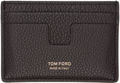 Grained calfskin card holder in brown. · Logo stamp at face · Four card slots · Central note slot · Grained sheepskin lining · H2.75 x W3.75 Supplier color: Chocolate Brown Logo, Tom Ford Men, Browning Logo, Classic Card, Color Chocolate, Male Cards, Card Holder Wallet, Logo Stamp, Card Holder Leather