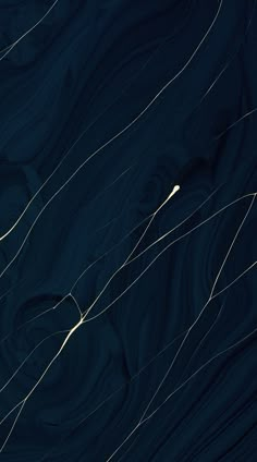 an abstract painting with white lines on a dark blue marbled background that looks like waves or swirls