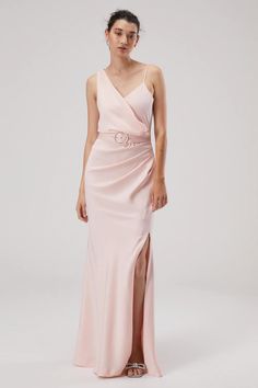 Introducing the Rosette belted satin maxi dress, balanced and refined. Rosette features an accentuating waist with adjustable belt and tucks, flowing into fishtail bias-cut skirt. Available in blush pink, sage and antique white. Rosette Dress, Dress With Gloves, Bias Cut Skirt, Satin Maxi, Satin Maxi Dress, Satin Mini Dress, Floor Length Dresses