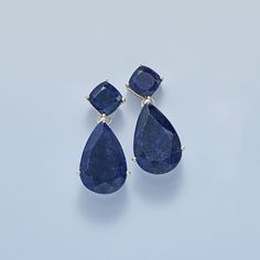 Ross-Simons - 26.50 ct. t. w. Sapphire Drop Earrings in Sterling Silver. An RS exclusive. Our beautiful 26.50 ct. t. w. sapphire earrings have such flair and elan! Pear-shaped dangles swing from square toppers to marvelous effect. Set in sterling silver, the opaque pair wows with deep, rich color. Hanging length is 1 1/8". Post/clutch, blue sapphire drop earrings. Sapphire birthstones are the perfect gift for September birthdays. Art Deco Sapphire Earrings, Modern Sapphire Earrings For Formal Occasions, Classic Sapphire Earrings For Formal Occasions, Khalid Aesthetic, Sapphire Jewelry Set, Iolite Jewelry, Sapphire Drop Earrings, Blue Stone Earrings, Blue Sapphire Earrings