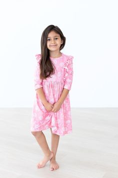 The perfect dress for school, special occasions, and everyday play! This dress is a staple in Mila’s wardrobe. Scoop back and ballet neckline make getting dressed a breeze. Full skirt makes twirling extra fun. Super soft fabric stays bright wash after wash. INSTRUCTIONS: Wear-Twirl-Repeat FIT & FABRIC & CARE: True to Size Polyester/Spandex Machine Wash/Tumble Dry Low Short Sequin Skirt, Dress For School, Toddler Flower Girls, Girls Dress Outfits, Girls Maxi Dresses, Toddler Flower Girl Dresses, Infant Flower Girl Dress, Twirl Skirt