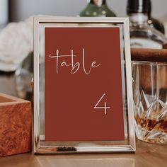 a table with a sign that says table 4