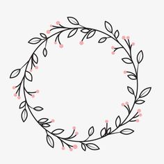 a hand drawn wreath with leaves and berries