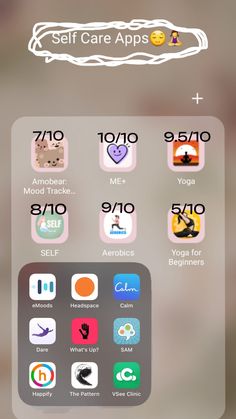 an iphone screen with the text self care apps on it