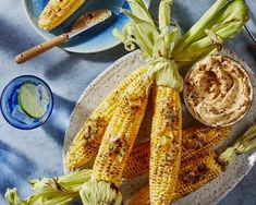 grilled corn on the cob with peanut butter and jalapeno dip