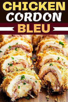 chicken cordon bleu on a cutting board