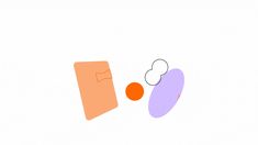 an orange and purple piece of paper next to each other on a white background,