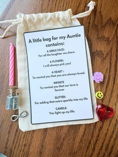 a little bag for my auntie contains some candy and a message to her on valentine's day