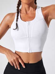 White  Collar  Polyester Plain  Embellished High Stretch  Women Activewear Classic Corvette, Basic Yoga, Sports Shorts Women, Bra Models, Gym Clothes, Bra Types, Women Sports, Bra Women