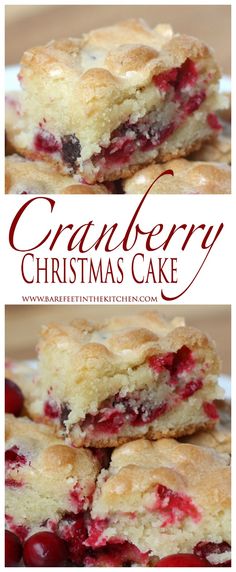 cranberry christmas cake is stacked on top of each other