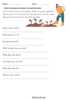 the worksheet is shown for children to learn how to grow carrots in their garden