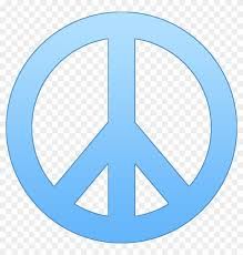 a blue peace sign on a white background