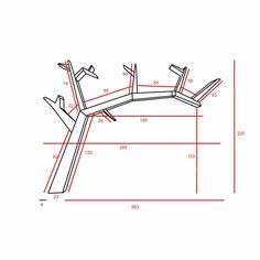 a drawing of the back end of a chair with two legs and one arm extended