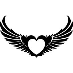 a black and white heart with wings