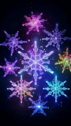 snowflakes are glowing brightly in the dark