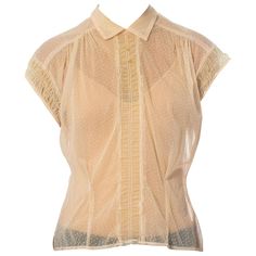 1950S Baby Pink Sheer Nylon Top Vintage Sheer Tops For Daywear, Vintage Sheer Fitted Tops, Fitted Retro Beige Blouse, Fitted 1950s Summer Tops, Fitted 1950s Style Summer Tops, India Stoker, 1950s Tops, Cranes In The Sky, Sheer Shirts