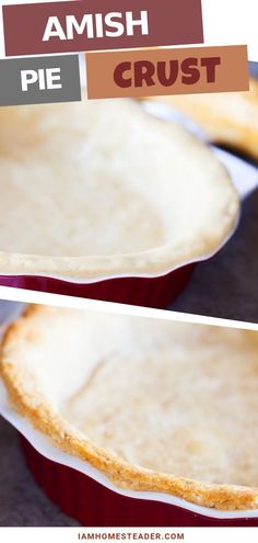 an image of two pie crusts in pans with the words amish on them