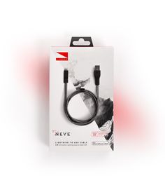 the newe lightning charger and cable is in its box on a white background