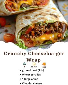 a wrap with meat and vegetables on it