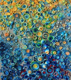 an abstract painting with many circles on it