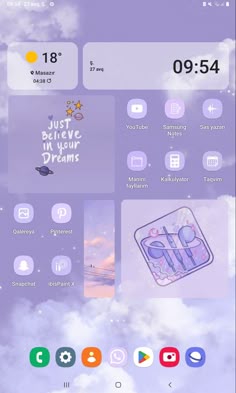 the purple theme on this phone is very colorful and has many different things in it