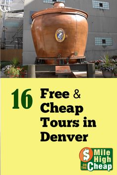 an advertisement for the free and cheap tours in denver, with a large potted plant