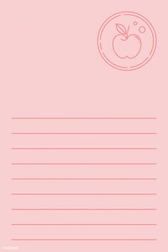 a pink notepad with an apple on it