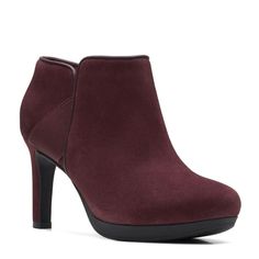 PRICES MAY VARY. With its ankle boot-inspired upper, soft toe shape and straightened heel, Clarks Ambyr Gem has a refined, modern look Soft burgundy suede upper Ultimate Comfort PU foam footbed delivers lasting cushioning Stretch panel and zip fastening offer easy on/off Durable and grippy TPR sole assures confident steps Burgundy Heels For Workwear In Fall, Elegant Burgundy Heels For Winter, Burgundy Ankle Boot Heels For Winter, Elegant Burgundy Heeled Boots For Winter, Chic Burgundy Ankle Boots, Elegant Burgundy Ankle-high Boots, Elegant Burgundy Boots For Workwear, Elegant Burgundy Boots For Work, Elegant Burgundy Ankle Boots