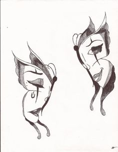 two drawings of faces with different shapes and sizes