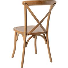 a wooden chair with a cross back and seat