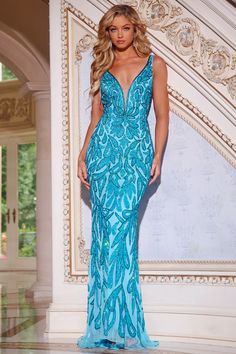 Jovani 38917 Spring 2025 evening collection dress. Prom Dresses Long Blue, Fitted Gown, Beaded Mermaid, Fitted Gowns, Jovani Prom, Blue Prom Dresses, Prom Dresses Jovani, Special Event Dresses, Prom Dress Inspo