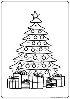 Free printable Christmas themed coloring pages for kids. A fun Christmas tree picture thats just waiting for kids to decorate it. Tree Coloring