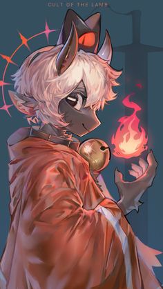 an anime character holding a fire ball in his hand