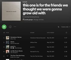 an image of a web page with the words'this one is for the friends we thought we were going to grow old with '