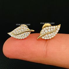 "ITEM SPECIFICATION Natural Diamond Leaf Earring, Solid Gold Diamond Leaf Earring, Natural Leaf Earring in 14K Gold, 10K Gold Diamond Earring with Leaves PRODUCT DETAILS Diamond Shape : Round Cut Diamond Carat : 0.45 Ct Diamond Pcs. : 56 Diamond Clarity : VVS-VS Diamond Color : G-H Metal Customization: Yellow Solid Gold - White Solid Gold - Rose Solid Gold Metal Purity - 14K    All Products of the shop will be customized with metal purity like 10K Solid Gold, 14K Solid Gold and 18K Solid Gold. A Leaf Earring, Diamond Earrings Design, Bridal Diamond Jewellery, Diamond Earring, Vs Diamond, Gold Diamond Earrings, Star Jewelry, White Solid, Diamond Carat