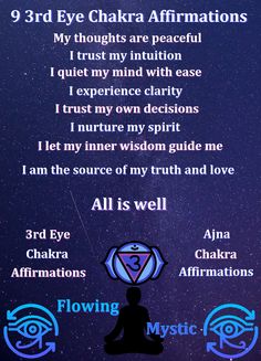 the chakra affirmation is shown in blue and purple