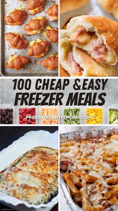 the collage shows different types of cheesy freeze meals