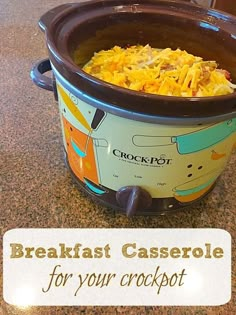 the crock pot is filled with breakfast casserole for your crockpot