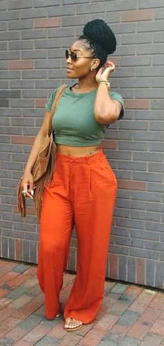 Orange Pants, Christian Audigier, Urban Dresses, Looks Style, Hippie Style, Outfits Casuales, Pants Outfit, Look Fashion, Spring Summer Fashion