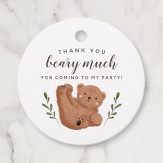 thank you beary much for coming to my party ornament on marble background